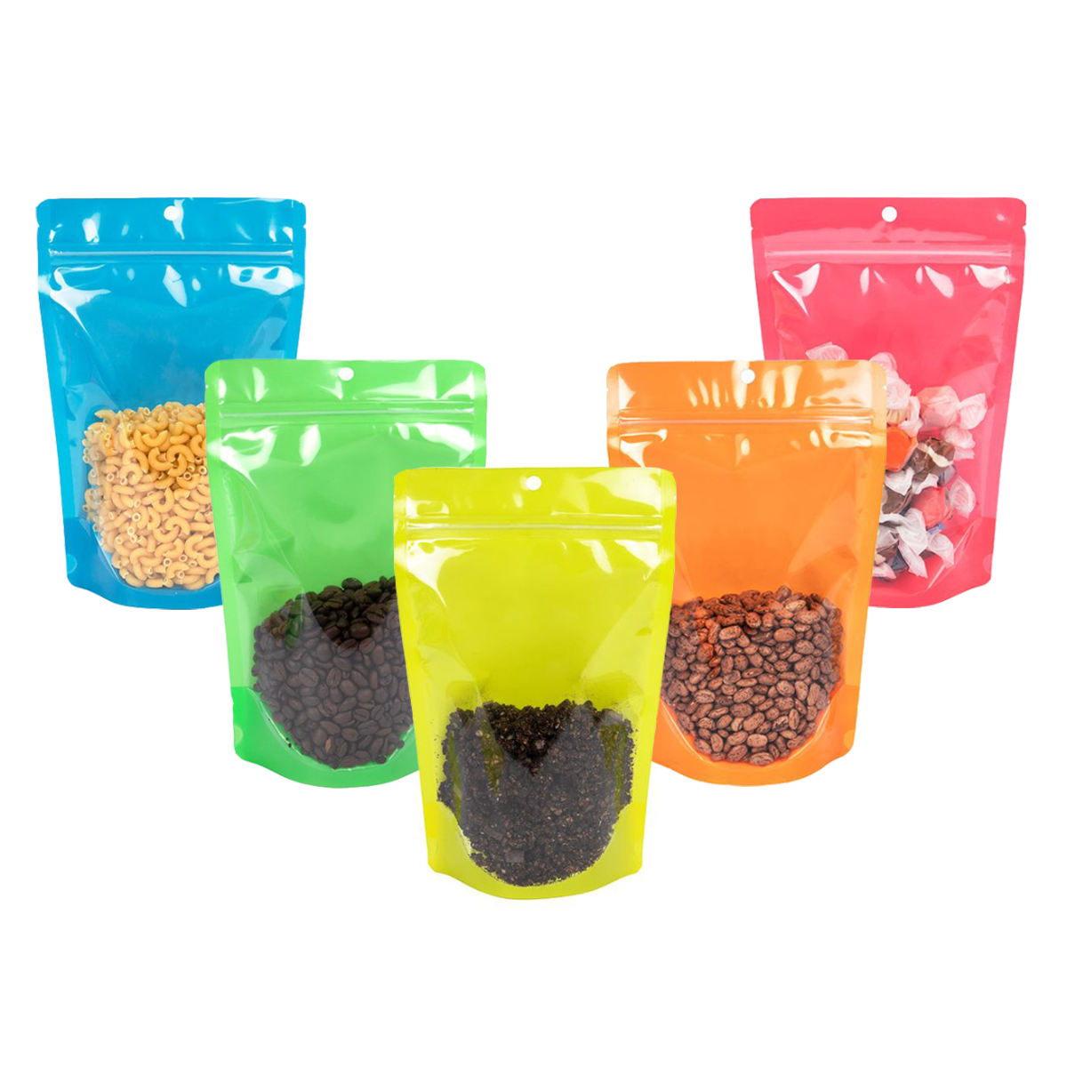 Standbodenbeutel Transparent/Neon- Orange 10,2x6x15,2 cm (100 Stück) [ZBGN2OR]