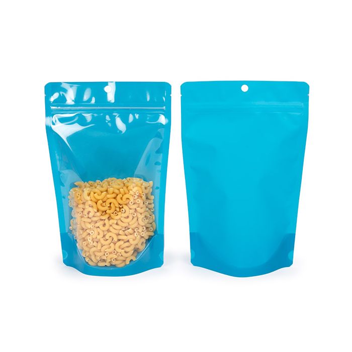 Standbodenbeutel Transparent/Neon- Blau 14,9x8,9x23,2 cm (100 Stück) [ZBGN7BL]