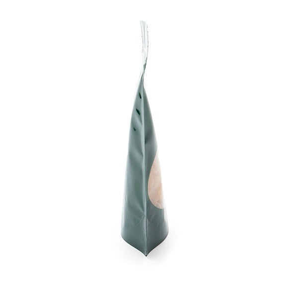 Standbodenbeutel Grün 13x7x20.5cm | 110 Gramm mit rundem Fenster (100 Stück) [ZBGO3HG]