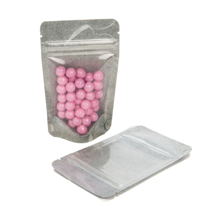 Standbodenbeutel Reispapier Transparent/Schwarz 8x5x13cm | 28 Gramm (100 Stück) [ZBGR1BC]