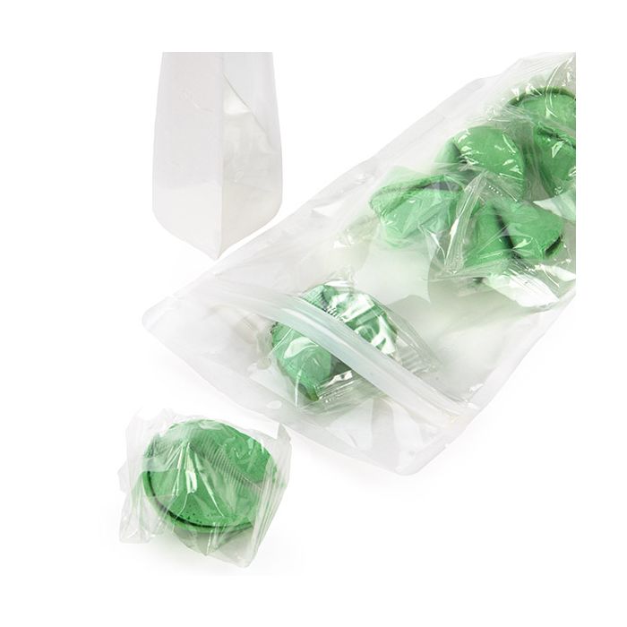 Umweltfreundliche Standbodenbeutel Reispapier Transparent/Weiß mit Aufhängeloch 14,9x8,9x23,2 cm (100 Stück) [ZBGRC7CW]