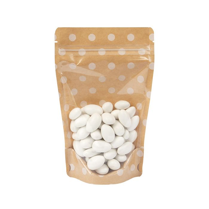 Standbodenbeutel Transparent/Kraft mit Punkte Pattern 13x7,9x20,6 cm (25 Stück) [ZBGSW3SD]