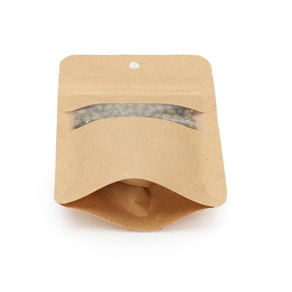 Standbodenbeutel Kraft 8x5x13cm | 28 Gramm mit Aufhängeloch (100 Stück) [ZBGW1KH]