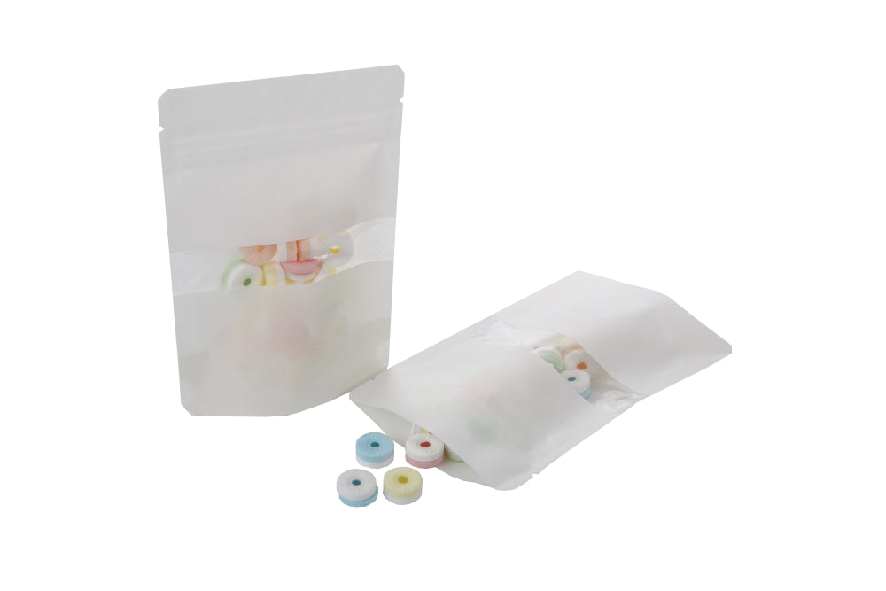 Standbodenbeutel weiß Kraft 10.2x6x15.2cm | 57 Gramm (100 Stück) [ZBGW2WK]