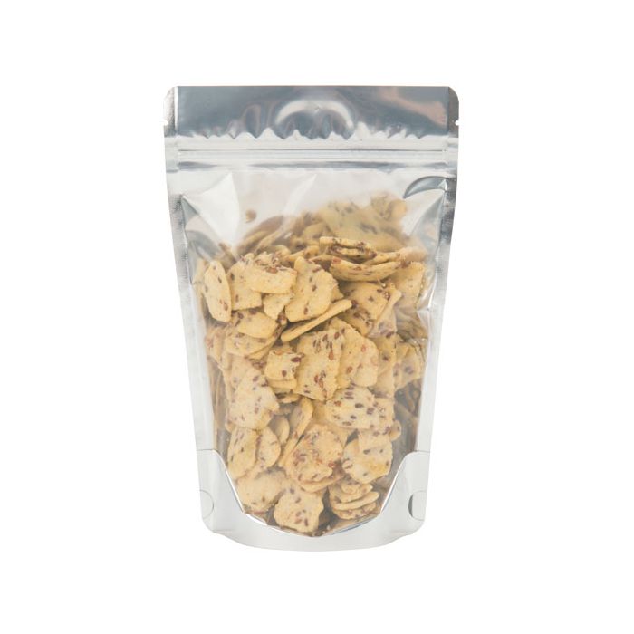 Standbodenbeutel Transparent/Weiß 8x5x13cm | 28 Gramm (100 Stück) [ZBGW1]