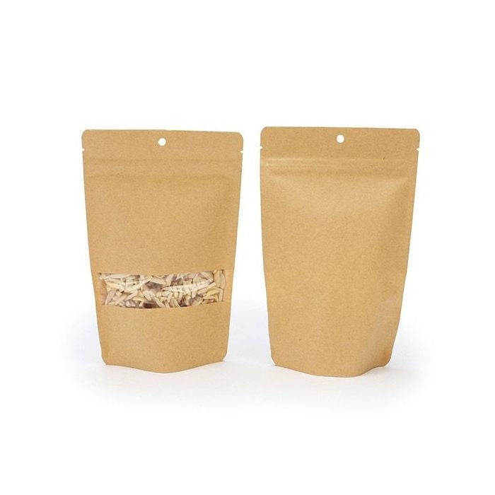 Standbodenbeutel Kraft 10.2x6x15.2cm | 57 Gramm mit Aufhängeloch (100 Stück) [ZBGW2KH]