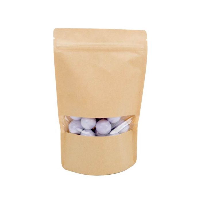 Standbodenbeutel Kraft 14.9x8.9x23.2cm mit Fenster (100 Stück) [ZBGW7K]