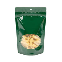 Stand Up Pouches Green With Oval Window 14,9x8,9x23,2cm With Hanghole