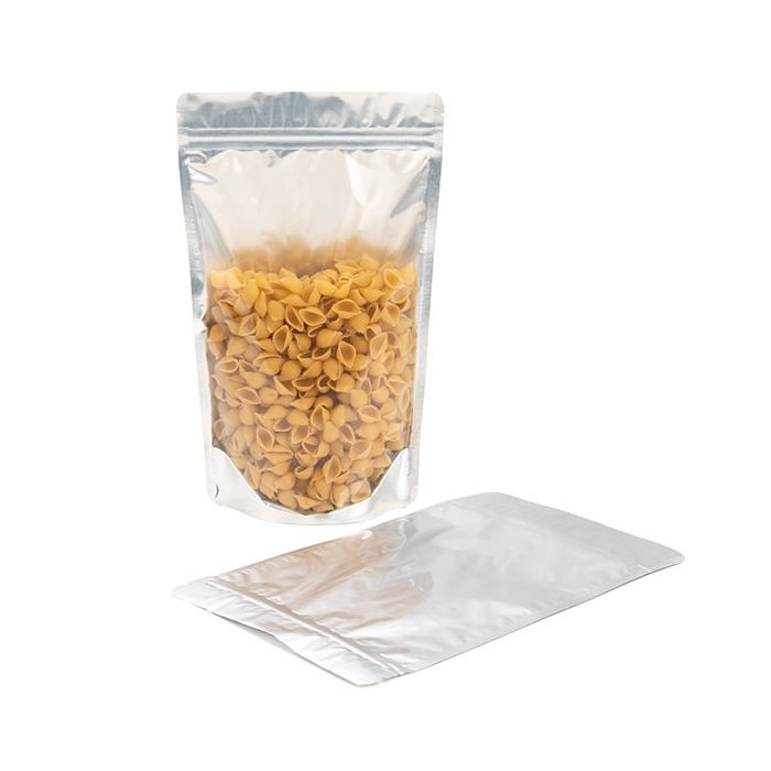 Standbodenbeutel Transparent/Silber 17x9x28.5cm 340 Gramm (100 Stück) [ZBGS4]