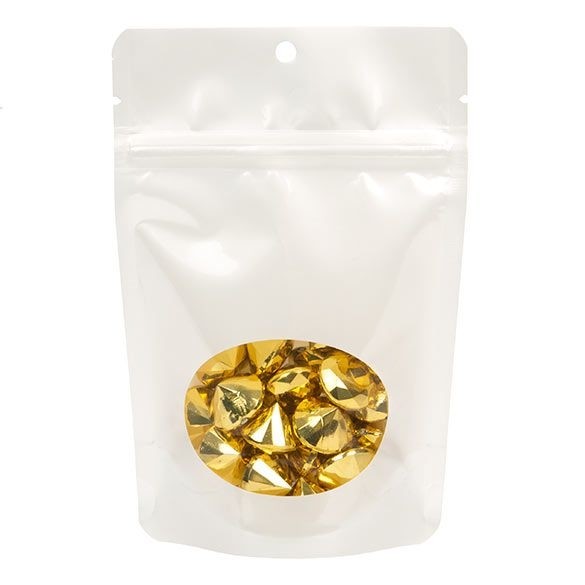 Standbodenbeutel Perlweiß 10.2x6x15.2cm mit Aufhängeloch (100 Stück) [ZBGO2PH]