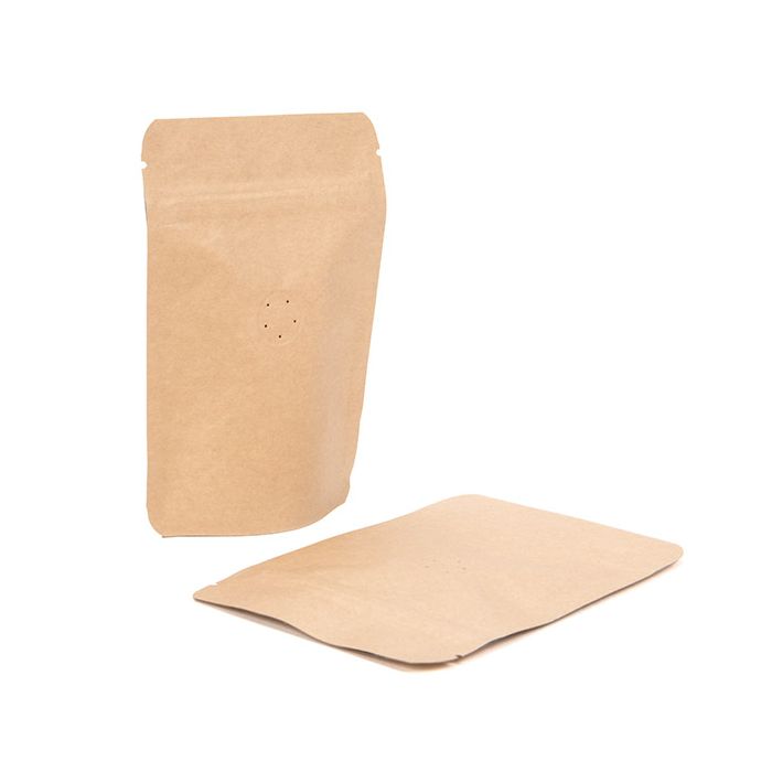 Standbodenbeutel Kraft 10.2x6x15.2cm 57 Gramm mit Ventil (100 Stück) [ZBGM2K]