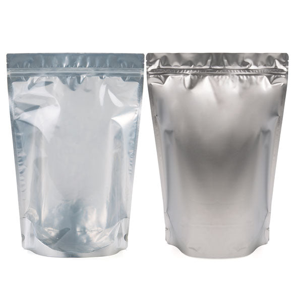 Standbodenbeutel Transparent/Silber 23x12x34.5cm | 900 Gramm (100 Stück) [ZBGS6]
