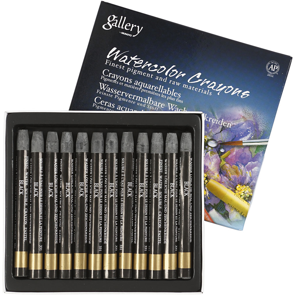 Packlinq Gallery Aquarell-Kreide, Schwarz (331), L: 9,3 cm, 12 Stck./ 1 Pck.
