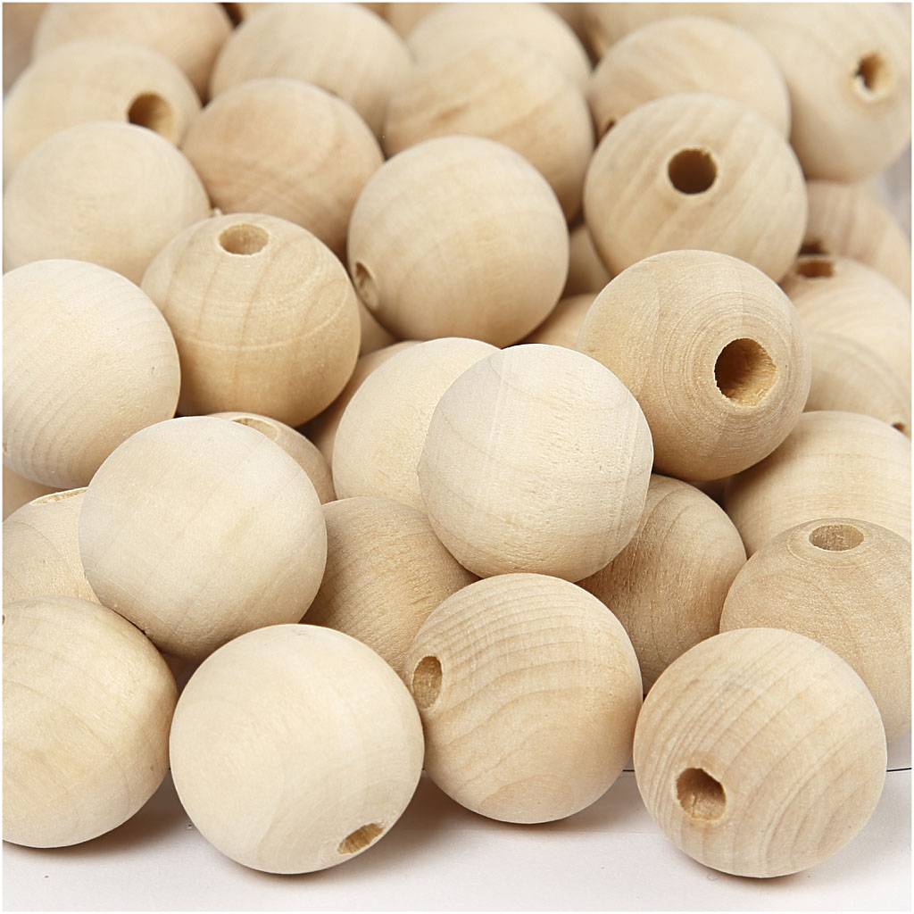 Packlinq Holzperle, D: 20 mm, Lochgröße 4 mm, 200 Stck./ 1 Pck.