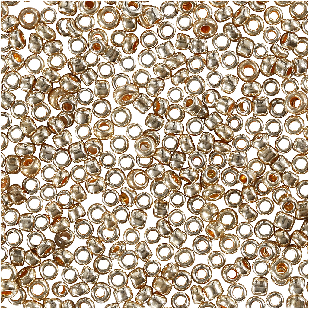 Packlinq Rocaille Seed Beads, Rosa gold, D: 1,7 mm, Größe 15/0 , Lochgröße 0,5-0,8 mm, 25 g/ 1 Pck.