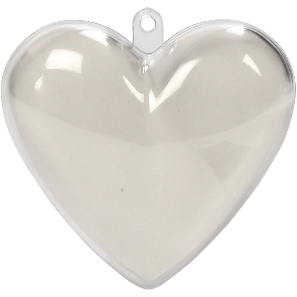 Packlinq Heart-Shaped Baubles to Decorate, transparent, H: 6,5 cm, 10 pc/ 1 pack