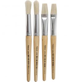 Pinsel für Kinder, Nr. 15, L 18,5+19,5 cm, B 11+17 mm, Flach,rund, 4 Stk/ 1 Pck [HOB-10347]