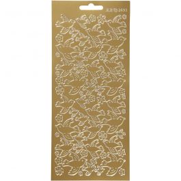 Sticker, Tauben, Blatt 10x23 cm, Gold, 1 Bl. [HOB-170099]