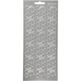 Sticker, Blätter, Blatt 10x23 cm, Silber, 1 Bl. [HOB-170102]