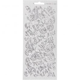 Sticker, Schmetterlinge, Blatt 10x23 cm, Silber, 1 Bl. [HOB-170132]