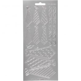 Sticker, Krawatten, Blatt 10x23 cm, Silber, 1 Bl. [HOB-170148]