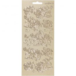 Sticker, Rosen, Blatt 10x23 cm, Gold, 1 Bl. [HOB-170161]