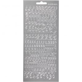Sticker, Buchstaben, Blatt 10x23 cm, Silber, 1 Bl. [HOB-170227]