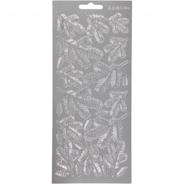 Sticker, Zweige, Blatt 10x23 cm, Silber, 1 Bl. [HOB-170237]