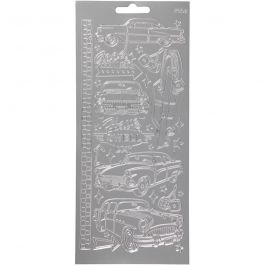 Sticker, Autos, Blatt 10x23 cm, Silber, 1 Bl. [HOB-170241]