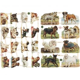 Vintage-Glanzbilder, Hunde, Blatt 16,5x23,5 cm, 2 Bl./ 1 Pck [HOB-19358]