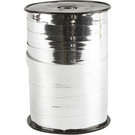 Kräuselband, B 10 mm, Glänzend, Metallic-Silber, 250 m/ 1 Rolle [HOB-20222]