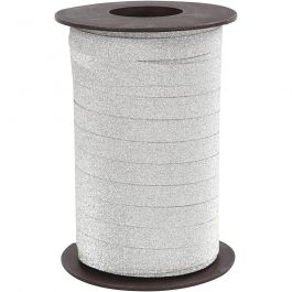 Kräuselband, B 10 mm, Glitter, Silber, 100 m/ 1 Pck [HOB-20227]