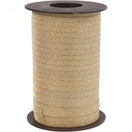 Kräuselband, B 10 mm, Glitter, Gold, 100 m/ 1 Rolle [HOB-20228]