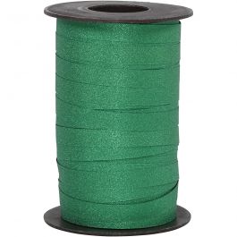 Kräuselband, B 10 mm, Glitter, Grün, 100 m/ 1 Rolle [HOB-202415]