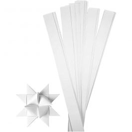 Papierstreifen für Sterne, L 73 cm, D 11,5 cm, B 25 mm, Weiß, 100 Streifen/ 1 Pck [HOB-20717]