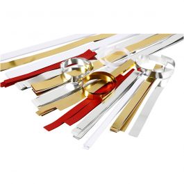 Papierstreifen für Sterne, L 44+78 cm, B 10+15+25 mm, D 4,5+6,5+11,5 cm, Inhalt kann variieren , Gold, Rot, Silber, Weiß, 5000 Streifen/ 1 Pck [HOB-20727]