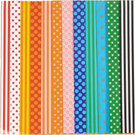 Glanzpapier, Pattern, Blatt 32x48 cm, 80 g, Sortierte Farben, 100 Bl. sort./ 1 Pck [HOB-20872]