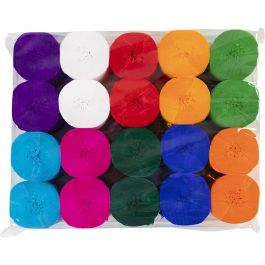 Krepppapier-Rollen, L 20 M, B 5 cm, 22 g, Sortierte Farben, 20 Rolle/ 1 Pck [HOB-208921]