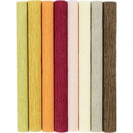 Krepppapier, Blatt 25x60 cm, Kreppanteil: 180%, 105 g, sanfte, dezente Farben, 8 Bl./ 1 Pck [HOB-209002]