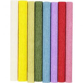 Krepppapier, Blatt 25x60 cm, Kreppanteil: 180%, 105 g, Standard-Farben, 8 Bl./ 1 Pck [HOB-209003]