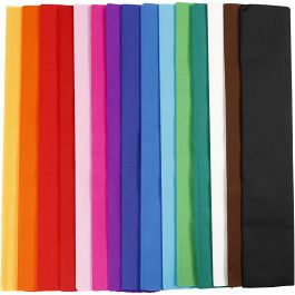 Krepppapier, L 2,5 M, B 50 cm, 22 g, Sortierte Farben, 15 Lage/ 1 Pck [HOB-209020]
