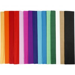 Krepppapier, L 2,5 M, B 50 cm, 22 g, Sortierte Farben, 60 Lage/ 1 Pck [HOB-209021]