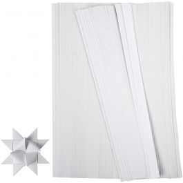 Papierstreifen für Sterne, L 45 cm, D 6,5 cm, B 15 mm, Weiß, 500 Streifen/ 1 Pck [HOB-20933]