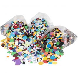 Karton-Mosaik, Größe 10+15+20 mm, Sortierte Farben, 8x180 g/ 1 Pck [HOB-21015]