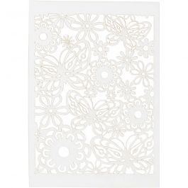 Karton mit Spitze, Blatt 10,5x15 cm, 200 g, Weiß, 10 Stk/ 1 Pck [HOB-216901]