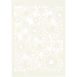 Karton mit Spitze, Blatt 10,5x15 cm, 200 g, Naturweiß, 10 Stk/ 1 Pck [HOB-216911]