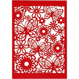 Karton mit Spitze, Blatt 10,5x15 cm, 200 g, Rot, 10 Stk/ 1 Pck [HOB-216913]