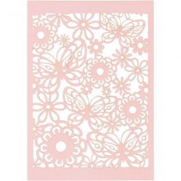 Karton mit Spitze, Blatt 10,5x15 cm, 200 g, Rosa, 10 Stk/ 1 Pck [HOB-216919]