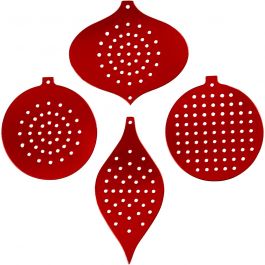 Stickkarten, Weihnachtsmotive, H 8,5-12 cm, Lochgröße 3 mm, Metallic-Rot, 8 Stk/ 1 Pck [HOB-219610]