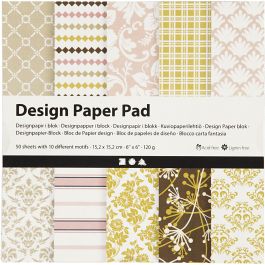 Design-Papier im Block, Blatt 15,2x15,2 cm, 120 g, Grün, Rosa, 50 Bl./ 1 Pck [HOB-225911]